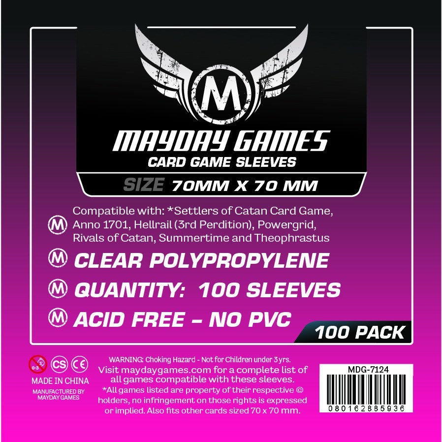 100  Mayday Games Card Sleeves 70 x 70mm (MDG-7124)